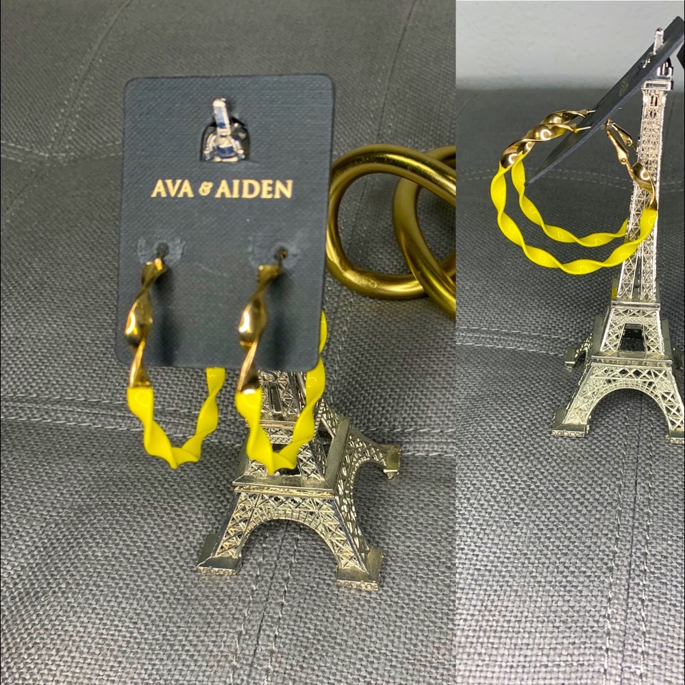 💛gold & yellow twist hoop earrings